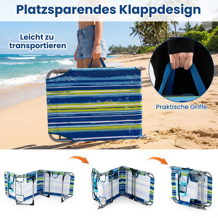Foldable Sun Lounger with Face & Arm Holes, Adjustable Backrest