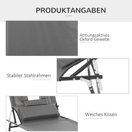 Foldable Sun Lounger with Face Hole, Dark Grey, Steel Frame