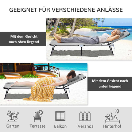 Foldable Sun Lounger with Face Hole, Dark Grey, Steel Frame