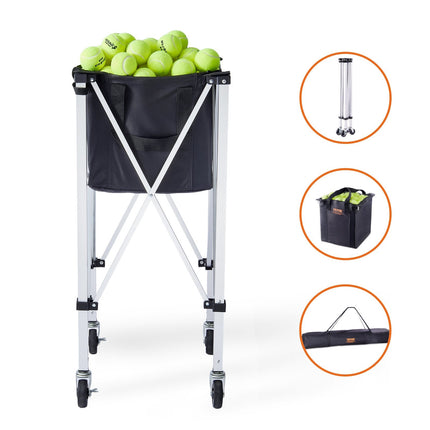 Foldable Tennis Ball Cart, 180-Ball, Wheels, Aluminum