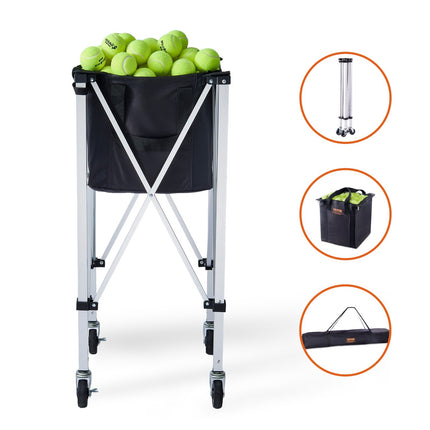 Foldable Tennis Ball Hopper Cart, 150-Ball, Wheels