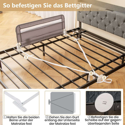 Foldable Toddler Bed Rail, 100 cm, Washable Cover