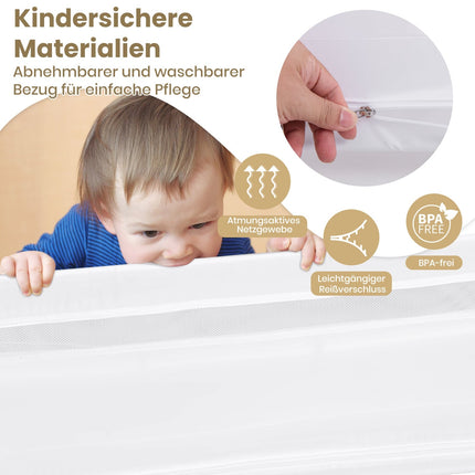 Foldable Toddler Bed Rail, 120 cm, Removable Cover