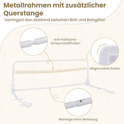 Foldable Toddler Bed Rail, 120 cm, Removable Cover