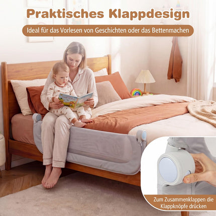 Foldable Toddler Bed Rail, 120x60 cm, Removable Cover