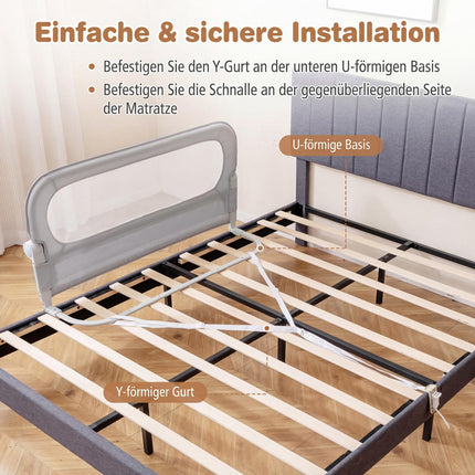 Foldable Toddler Bed Rail, 120x60 cm, Removable Cover
