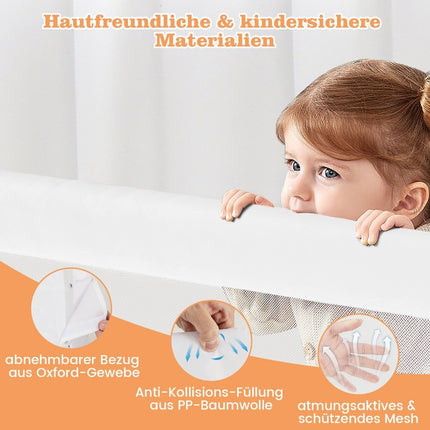 Foldable Toddler Bed Rail with Adjustable Straps, 121x40.5x42 cm