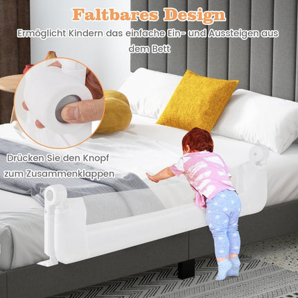 Foldable Toddler Bed Rail with Adjustable Straps, 121x40.5x42 cm