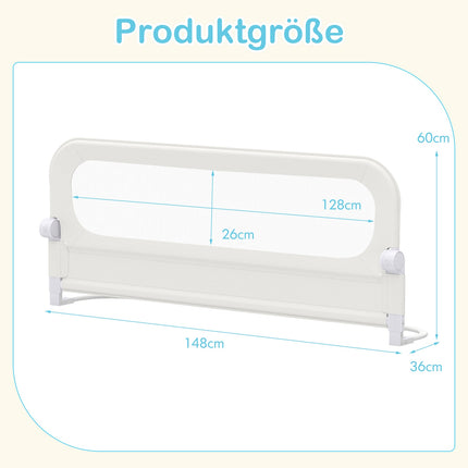 Foldable Toddler Bed Rail with Removable Cover, 148 cm