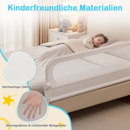 Foldable Toddler Bed Rail with Removable Cover, 148 cm
