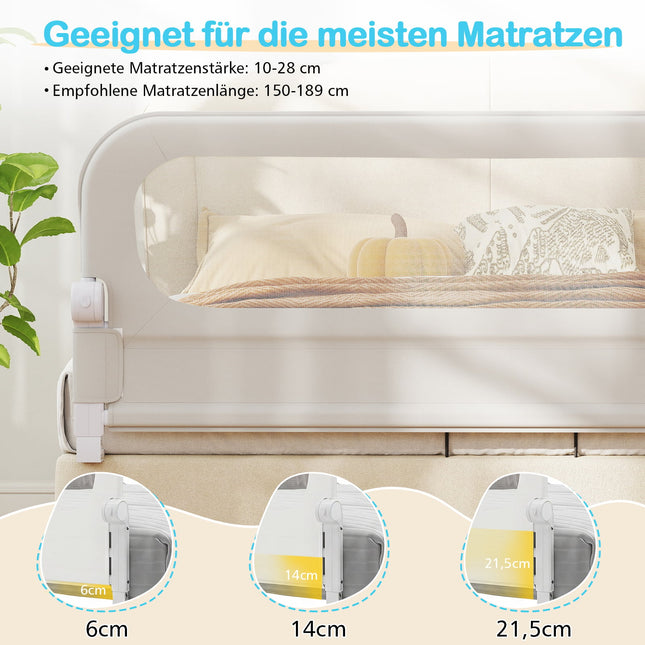Foldable Toddler Bed Rail with Removable Cover, 148 cm