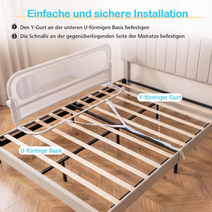 Foldable Toddler Bed Rail with Removable Cover, 148 cm