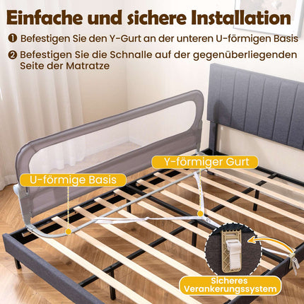 Foldable Toddler Bed Rail with Removable Cover, 178 cm