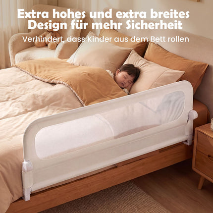 Foldable Toddler Bed Rail with Removable Cover, 178 cm
