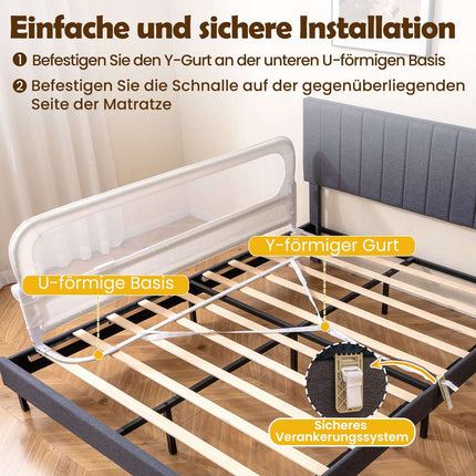 Foldable Toddler Bed Rail with Removable Cover, 178 cm