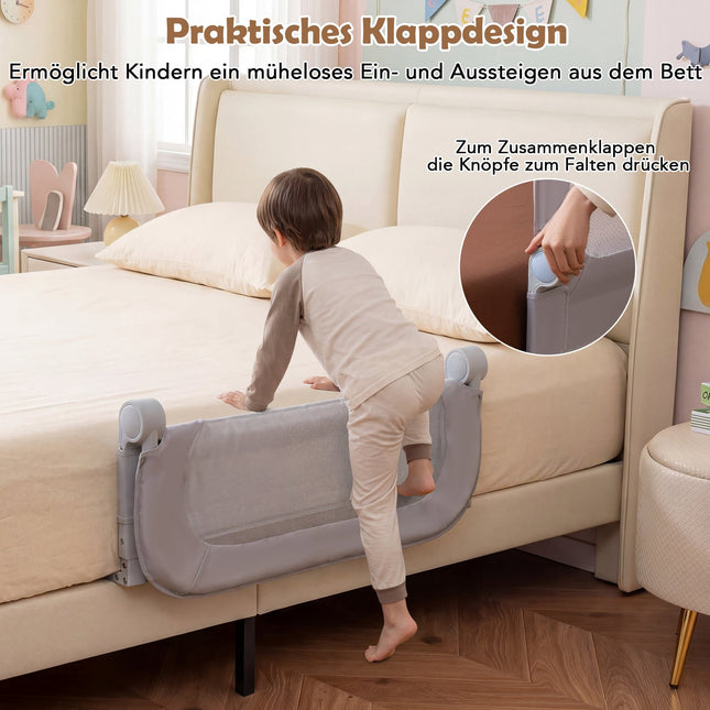 Foldable Toddler Bed Rail with Removable Cover, 80x60 cm