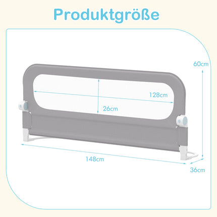 Foldable Toddler Bed Rail with Removable Oxford Cover, Grey