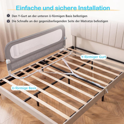 Foldable Toddler Bed Rail with Removable Oxford Cover, Grey