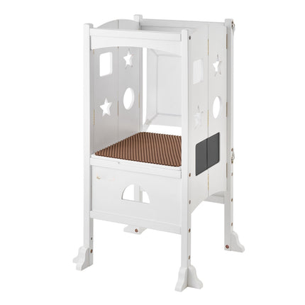 Foldable Toddler Learning Tower, 3-Level, 125 lb, White