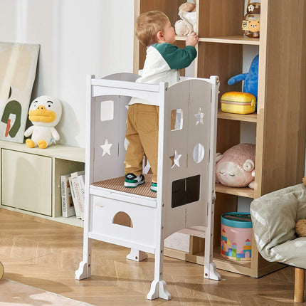 Foldable Toddler Learning Tower, 3-Level, 125 lb, White