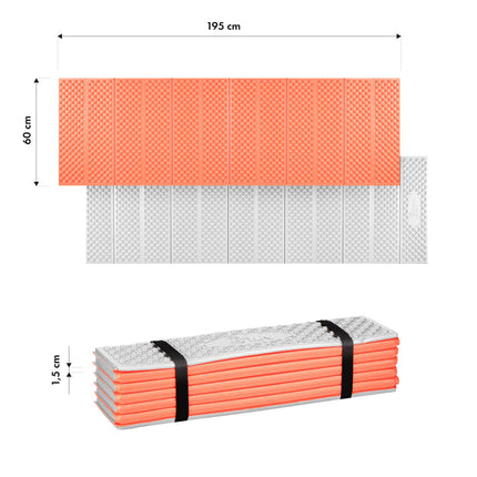 Foldable Tourist Mat, Aluminum Edge, 195 cm, Orange