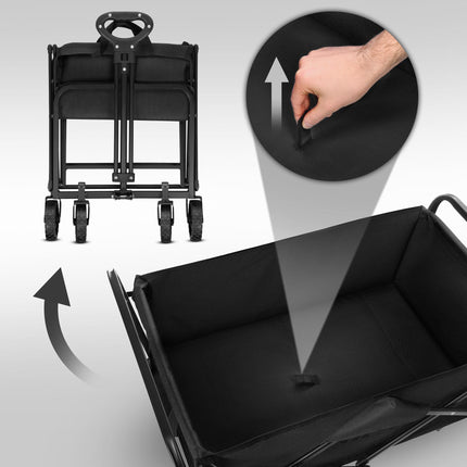 Foldable Tourist Trolley, Black, 70L Capacity, 600D Fabric