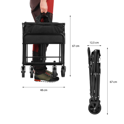 Foldable Tourist Trolley, Black, 70L Capacity, 600D Fabric