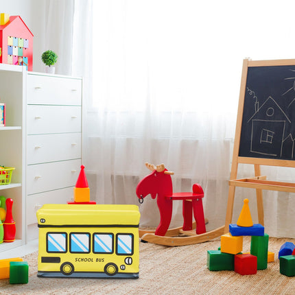 Foldable Toy Storage Box with Lid and Seat