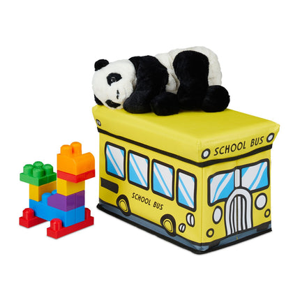 Foldable Toy Storage Box with Lid and Seat