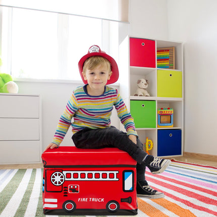 Foldable Toy Storage Box with Lid and Seat
