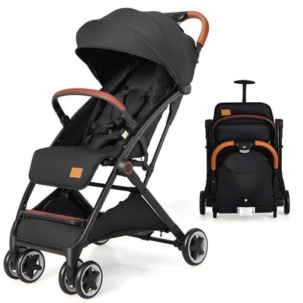 Foldable Travel Stroller with Adjustable Backrest & Canopy