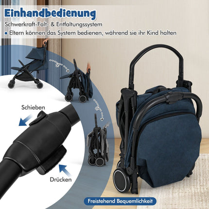 Foldable Travel Stroller with Recline, Adjustable Backrest