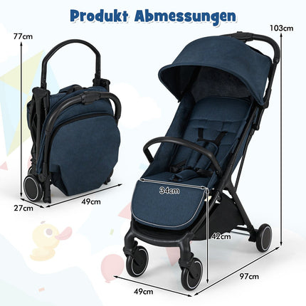 Foldable Travel Stroller with Recline, Adjustable Backrest