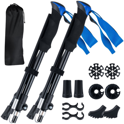 Foldable Trekking Poles, Quick Lock, 115-130 cm, Blue