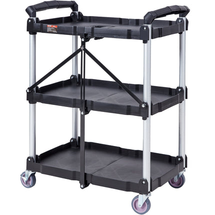 Foldable Utility Cart, 3-Shelf, 165 Lb, Locking Wheels