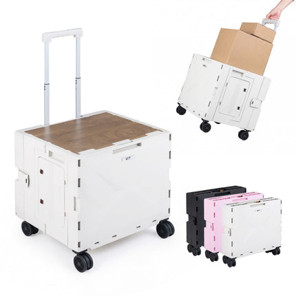 Foldable Utility Cart with Cup Holder, Adjustable Handle