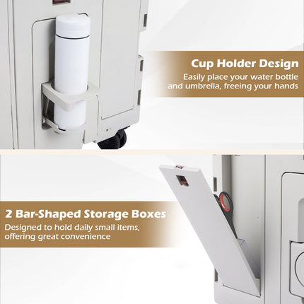Foldable Utility Cart with Cup Holder, Adjustable Handle