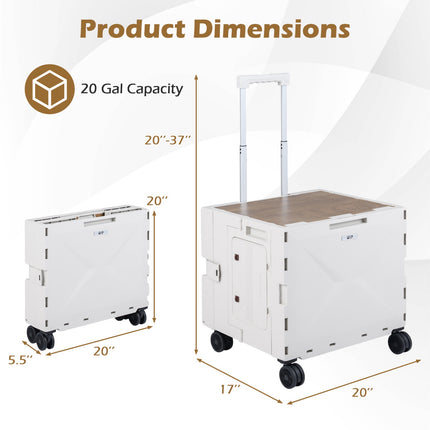 Foldable Utility Cart with Cup Holder, Adjustable Handle