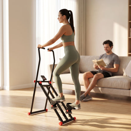 Foldable Vertical Climber with 3 Resistance Levels & LCD Monitor