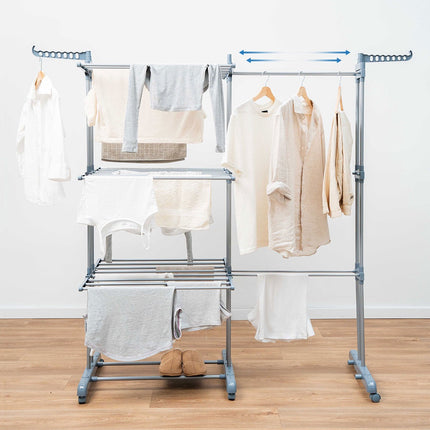 Foldable Vertical Clothes Drying Rack with Wheels, 30 Bars
