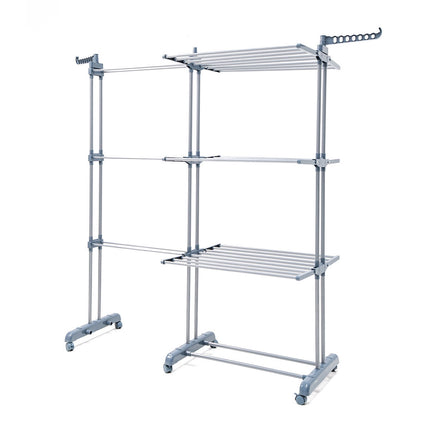 Foldable Vertical Clothes Drying Rack with Wheels, 30 Bars