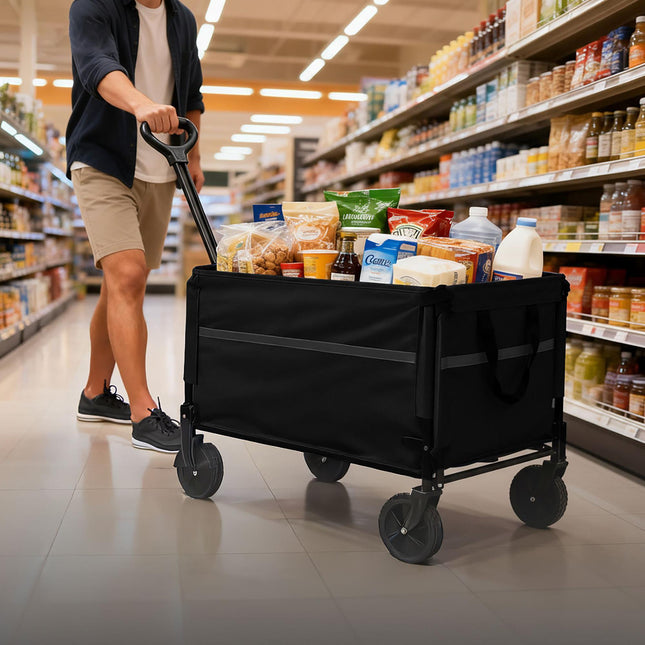 Foldable Wagon with Tailgate, Waterproof Cover