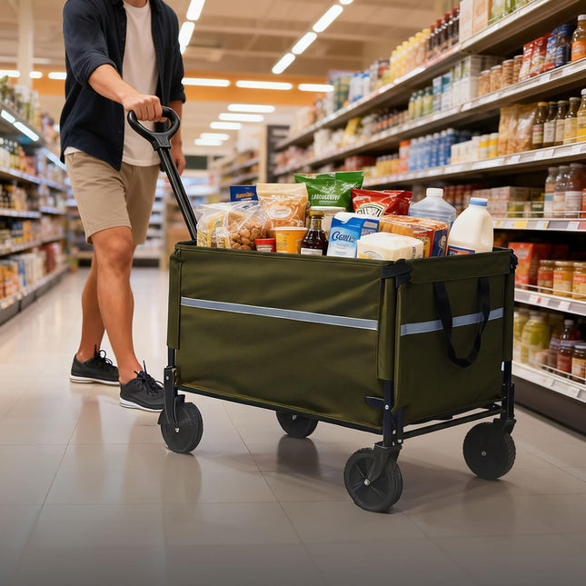 Foldable Wagon with Tailgate – Waterproof, High Capacity