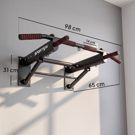 Foldable Wall-Mounted Pull-Up Bar, Non-Slip Foam Grips, Black