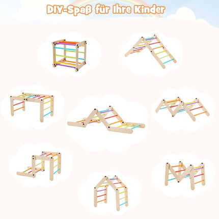 Foldable Wooden Climber Toys with Adjustable & Reversible Ramp Montessori Climbing Set