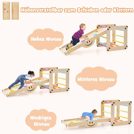 Foldable Wooden Climber Toys with Adjustable & Reversible Ramp Montessori Climbing Set