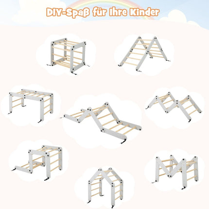 Foldable Wooden Climber Toys with Adjustable & Reversible Ramp Montessori Climbing Set Gray