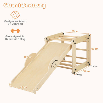 Foldable Wooden Climber Toys with Adjustable & Reversible Ramp Montessori Climbing Set Natural