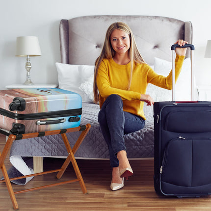 Foldable Wooden Luggage Stand, Set of 2