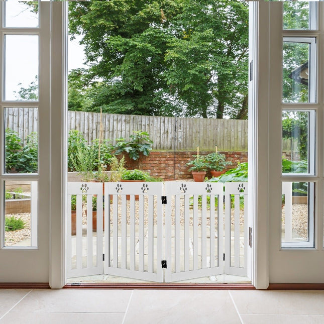 Foldable Wooden Pet Gate, 60 cm High, White